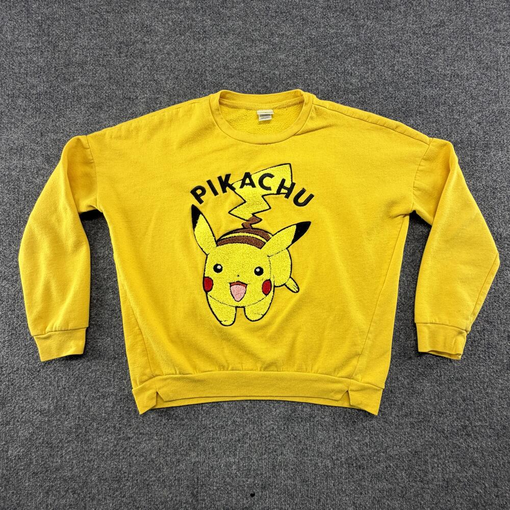 Pokemon Pikachu 2016 Freeze Sweatshirt 3D Logo Mens Large Yellow Fleece Crewneck